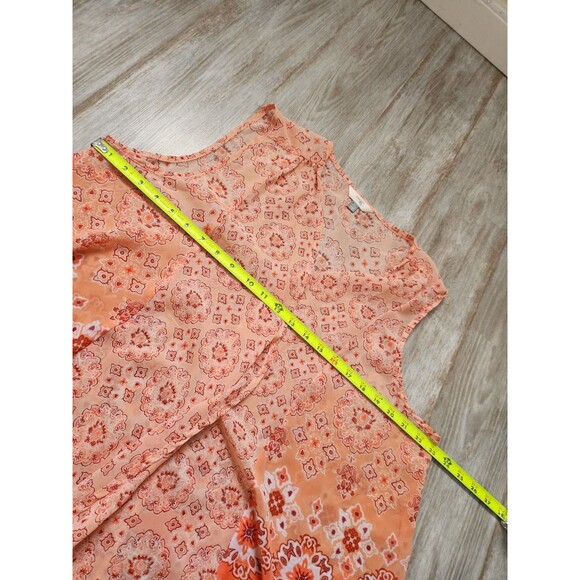 Time and Tru Women’s Kimono Shawl Sheer Orange Floral Sleeveless Chiffon 0X EUC - Picture 5 of 7